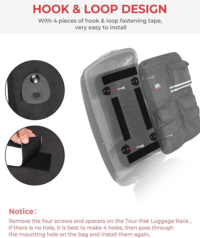 KEMIMOTO Tour Pack Lid Organizer for Road Glide Road King Electra Glide Street Glide Touring Travel-Paks