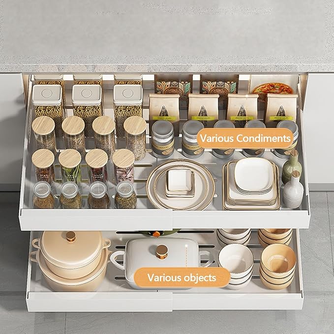 Pull Out Drawers for Cabinets Pull Out Cabinet Organizer Pull Out Drawers Storage Shelves for Kitchen Cabinets Adjustable Width Pull Out Drawer No Drilling and NAI