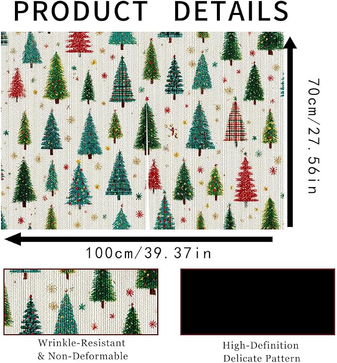 Self Adhesive Evergreen Pine Tree Cabinet Curtain for Mother's Day, 39x28 Inch Forest Under Sink Skirt No Drill, Spring Cleaning Kitchen Decor, Hook and Loop Laundry Valance, Fabric Panel