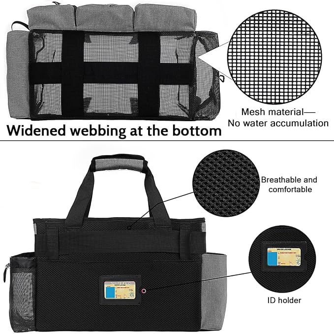 Large Cleaning Caddy Bag Built-in Sturdy Support Board, Cleaning Organizer with Detachable Divider, Cleaning Supply Tote with Adjustable Shoulder Strap&Waist Belt for Cleaners & Housekeeper
