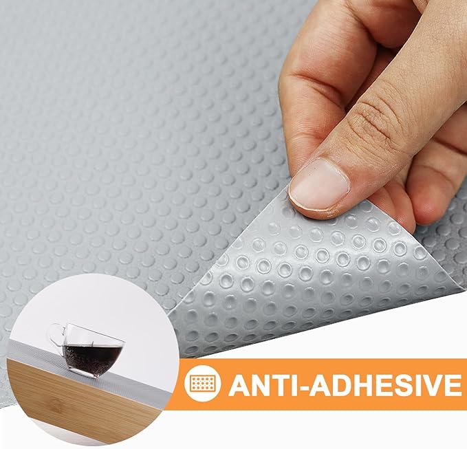 FLPMIX Kitchen Cabinet Shelf Liner: Waterproof Drawer Liner 12"x 120" - Easy to Cut Non-Adhesive Cupboard Mat for Kitchen Bathroom Pantry Shelves Light Gray