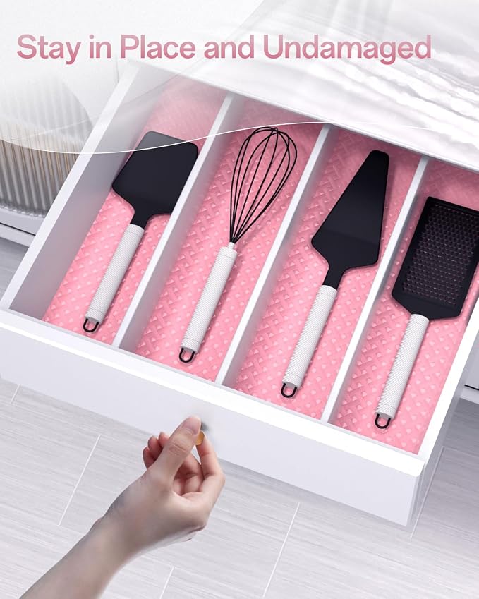 Shelf and Drawer Liner for Kitchen Cabinet, Non-Adhesive 24in x 360in Waterproof Contact Paper Refrigerator Liners Thickened Durable EVA Material Non Slip Mat for Dresser Cupboard Pantry Protector