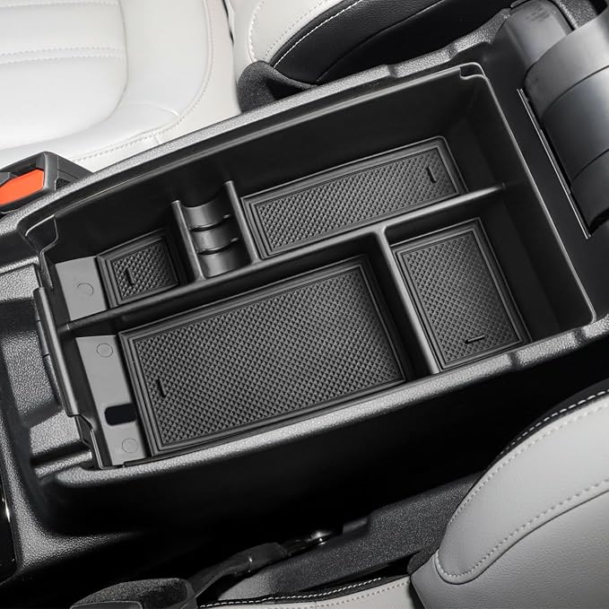 HGWEI Center Console Organizer Tray Compatible with Ford Escape 2020-2026/Bronco Sport 2021-2025 Accessories, Insert Container ABS Secondary Armrest Storage Box (Not for U725 2-Door), Black