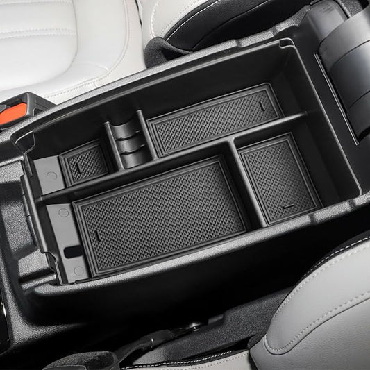 HGWEI Center Console Organizer Tray Compatible with Ford Escape 2020-2026/Bronco Sport 2021-2025 Accessories, Insert Container ABS Secondary Armrest Storage Box (Not for U725 2-Door), Black