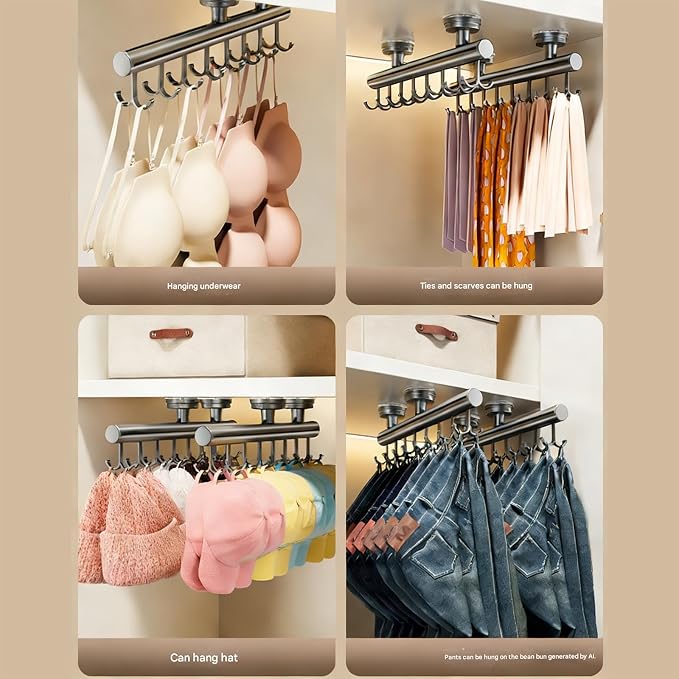 Suction Cup Mounted Drillless Pull Out Clothing Hanger for Home Wardrobes Storage Organizers Space Saving Design