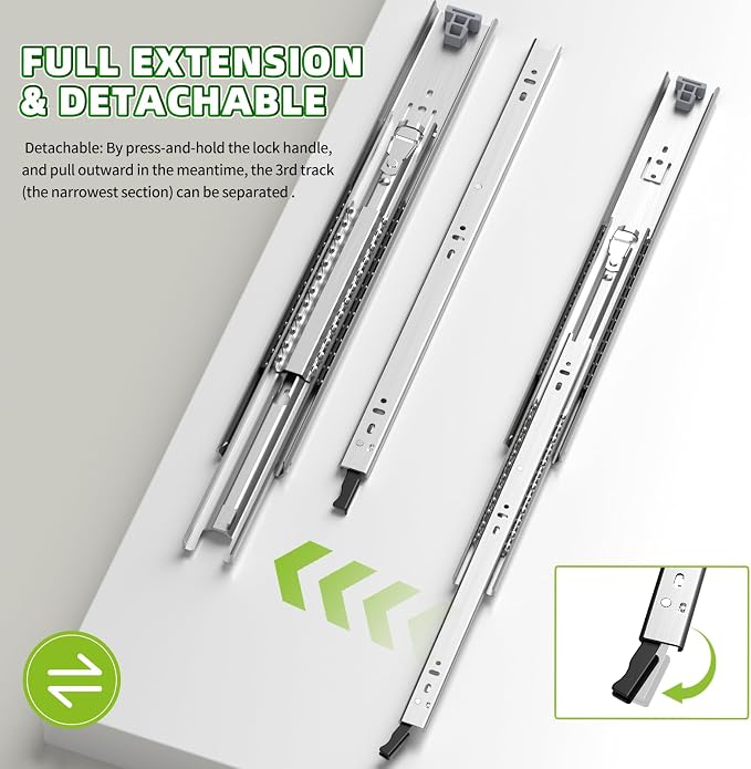 SLIDEWAY Heavy Duty Locking Drawer Slides 1 Pair 12 14 16 18 20 22 24 32 40 Inch 150 Lbs Full Extension Ball Bearing Sliding Rails Cabinet Runners Tracks Tool Box Glides-30