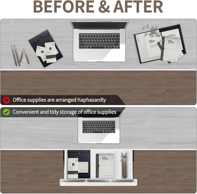 Under Desk Mounted Sliding Drawer to pull out, Attachable Desk Pencil Drawer Ball-Bearing Slides