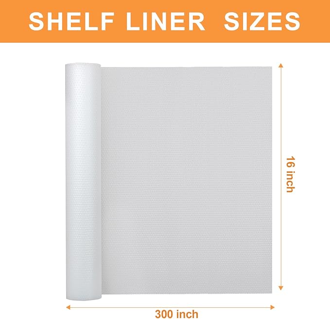 FLPMIX 16-inch Clear Shelf Liner: Waterproof Kitchen Cabinets Liners - Non-Adhesive Easy to Clean Bathroom Drawer Liner - Transparent Refrigerator Mat for Pantry Shelves 16" W x 300" L