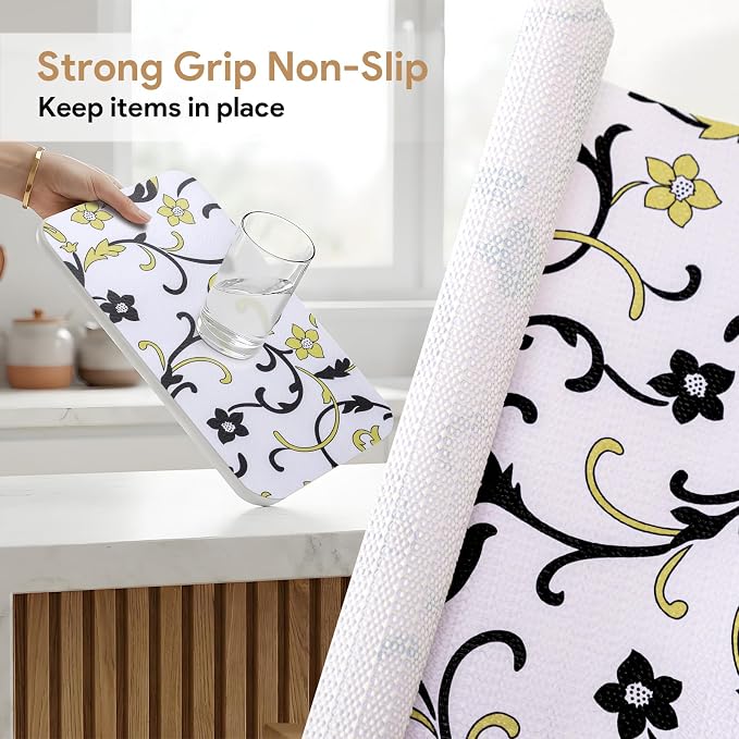 Shelf Liners Non Adhesive 5Rolls*12'' X 120'' Drawer Liner for Kitchen Cabinets, Waterproof Shelf Liners Durable Anti-Slip for Kitchen Cabinets Cupboard Liner