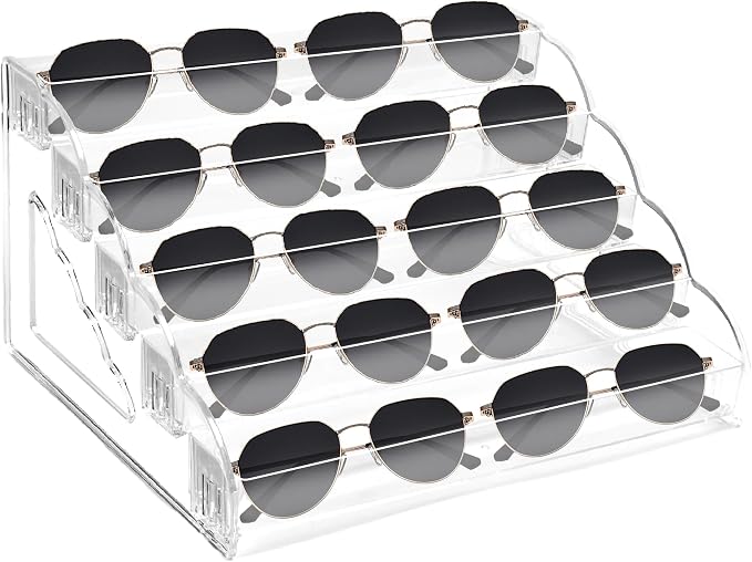 Nimiah 5-Tiers Nail Polish Hoder - Clear Acrylic Display Rack for Nail Organizers and Storage Vanity Display Stand for Eyeglass Makeup and Eyeshadow Palettes