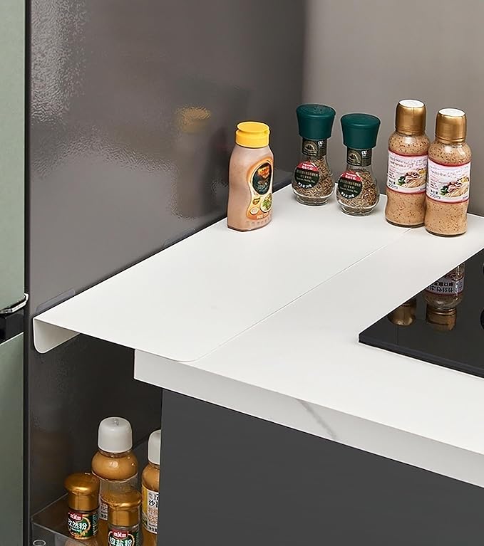 Metal Kitchen Refrigerator Gap Partition Side Panel For Crack Behind Refrigerator Kitchen Partition Panel No Drill Countertop Gap Extension Board(Black,23.62 * 7.87inch)