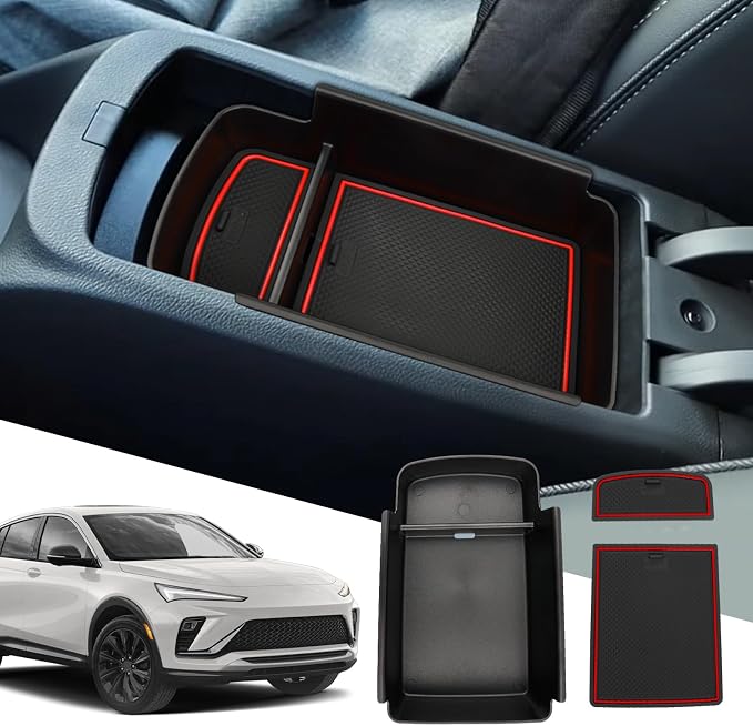 SXCY Fit for 2025 2026 Buick Envista Console Organizer Tray for 2024 2025 2026 Buick Envista Accessories Armrest Console Tray for 2024 2025 2026 Buick Envista Console Organizer (red)