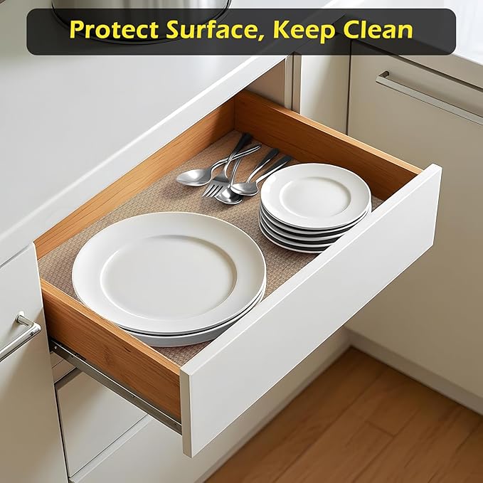Shelf Liner, Waterproof Refrigerator Liner, Drawer Liners for Kitchen Cabinet, Bathroom Under Sink Mat Non Adhesive Fridge Liner EVA Place Mats Roll - Clear 12"×236.2"