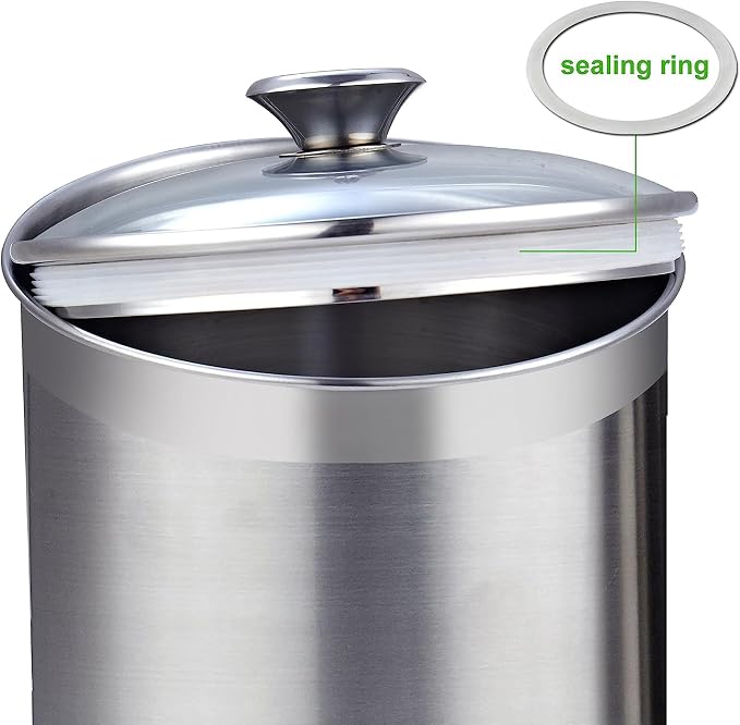 Cooks Standard Classic Stainless Steel Food Jar Storage Canister Set Medium, Airtight Containers with Glass Lid for Tea Coffee Sugar Flour Pantry Kitchen Counter, 4-Piece