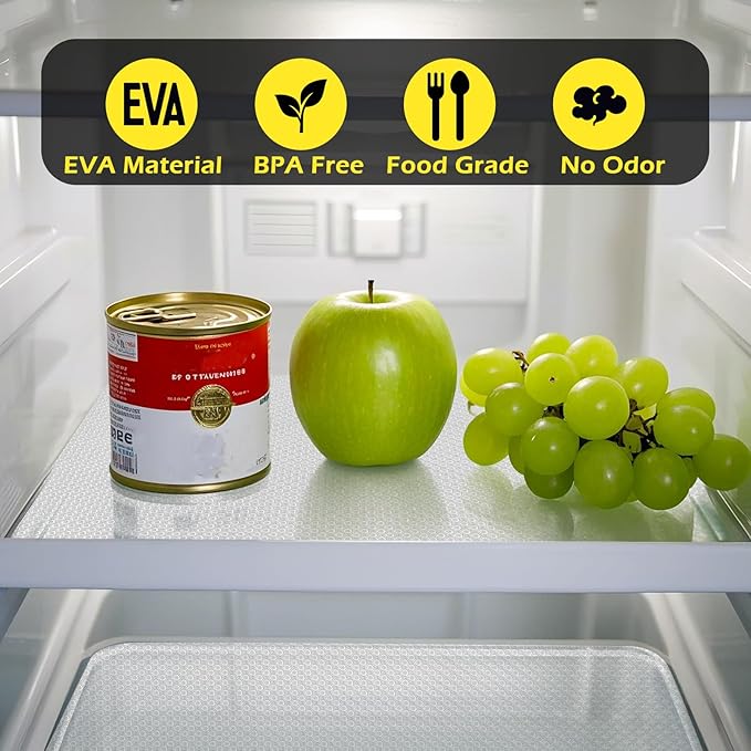 Shelf Liner, Waterproof Refrigerator Liner, Drawer Liners for Kitchen Cabinet, Bathroom Under Sink Mat Non Adhesive Fridge Liner EVA Place Mats Roll - Clear 17.7"×197"