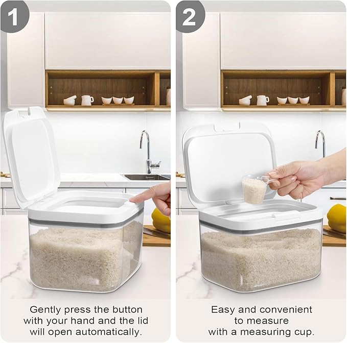 Kokone Flour Storage Container Airtight Rice Container for Kitchen Plastic Rice Dispenser with Lid & Cup Practical Food Storage Container for Grain Sugar Oatmeal Laundry Pods Dishwasher Pods