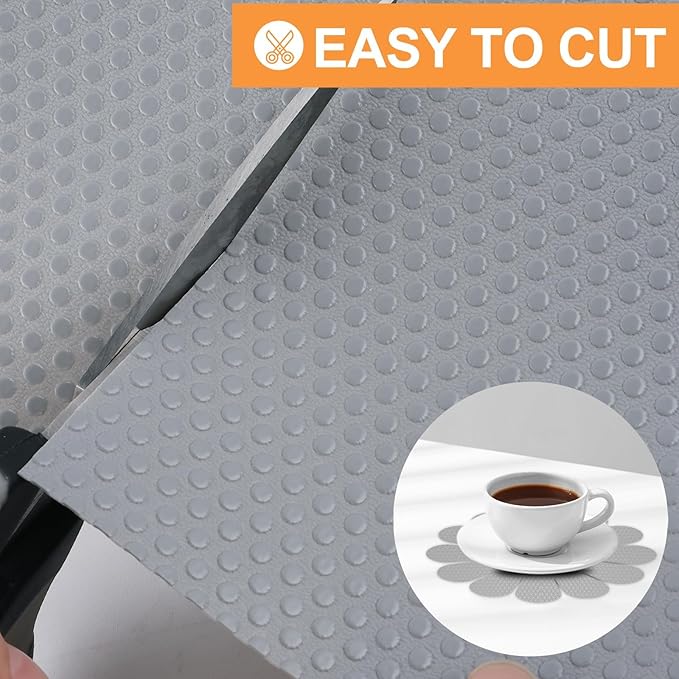 FLPMIX Kitchen Cabinet Shelf Liner: Waterproof Drawer Liner 12"x 120" - Easy to Cut Non-Adhesive Cupboard Mat for Kitchen Bathroom Pantry Shelves Light Gray
