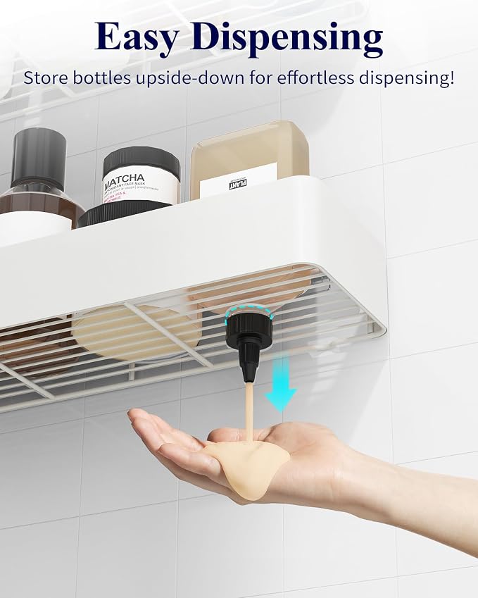 Kitsure Shower Caddy - 2 Pack Adhesive Shower Organizer, Rustproof Metal Shelves, No-Drill Bathroom Organizers and Storage, White, XX-Large