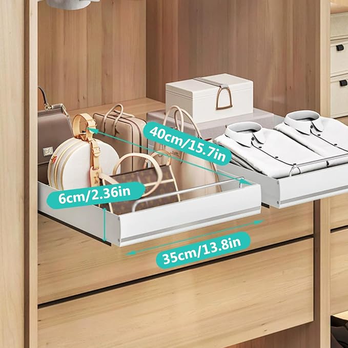Stainless Steel Pull Out Cabinet Organizer, Pull Out Drawers for Cabinets, Slide Out Drawers for Kitchen Cabinets, Bathroom Cabinet Organizer, Pantry, No Drill,13.8" w*15.7" dx2.36 h