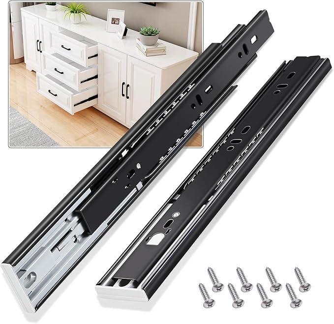 Push to Open Drawer Slides 1 Pair Full Extension 12 14 16 18 20 22 24 inch Side Mount Pull Out Kitchen Cabinet Rails Bracket Replacement Ball Bearing Tracks kit Guide Runner 100 LB Capacity