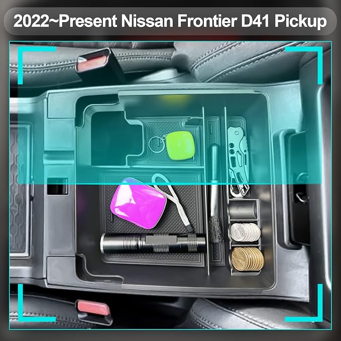 CDEFG for 2022 2023 2024 2025 2026 Nissan Frontier Center Console Organizer for 2026 2025 Nissan Frontier Armrest Storage Box 2022-2025 2026 Frontier Pickup Truck Accessories