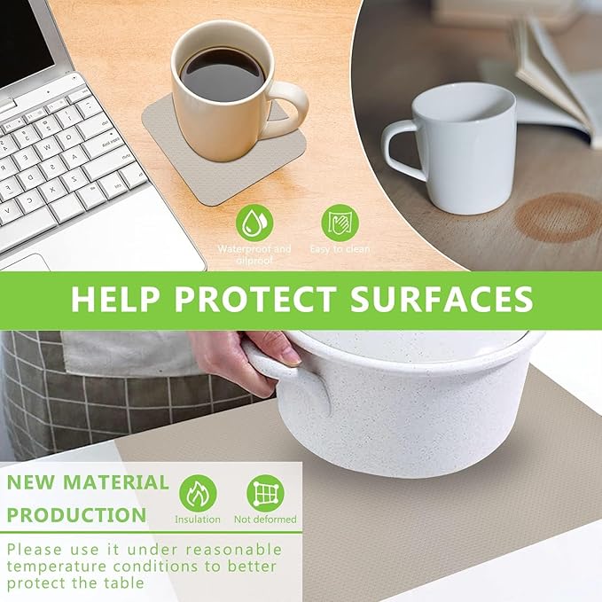 WochiTV Shelf Liner for Cabinets, Drawer 23.6 Inch x 10 Feet, Non Adhesive EVA Plastic Waterproof Protectors Mats for Kitchen, Pantry, Bathroom Closet, Cupboard, Khaki