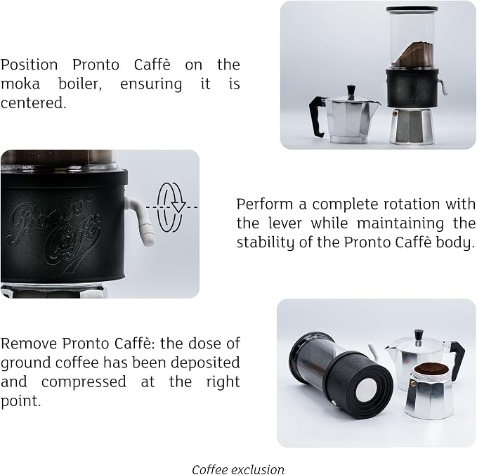Lavatelli: Pronto Caffè - Black - Coffee Grounds Dispenser for Mocha Pots, Kitchen Jar, Container Preserves Powder Freshness, 1960's Italian Style
