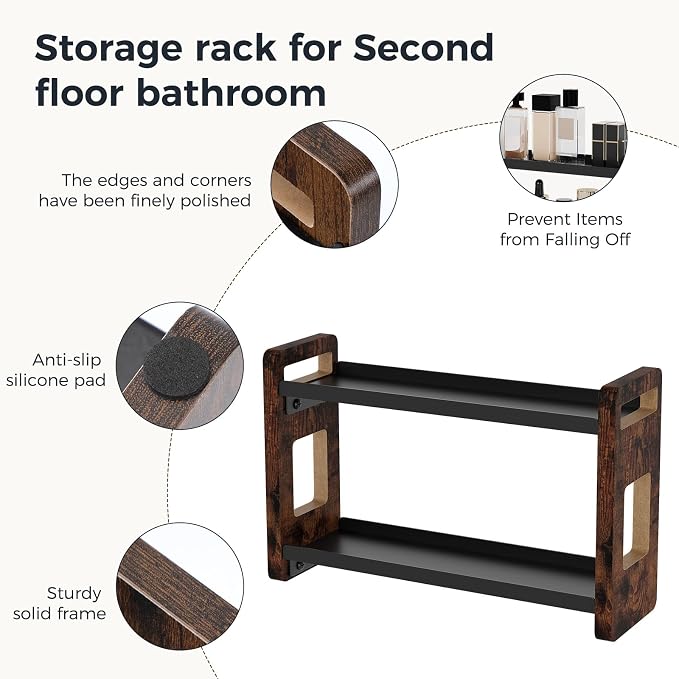 Bathroom Organizers and Storage,Bathroom Counter Organizer,Bathroom Counter Shelf,Bathroom Sink Organizer,Vanity Organizers,Vanity Storage,Perfume Display, for Dad(Brown 2 Tier)