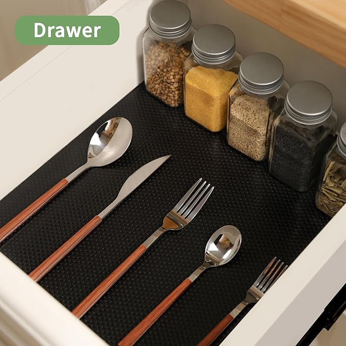 Shelf Liners 15 inch x 20 ft Shelf Liners for Kitchen cabinets nonstick Shelf Lining Drawer Mats EVA Protector for Cupboard (Black,15 inch x 20 ft)