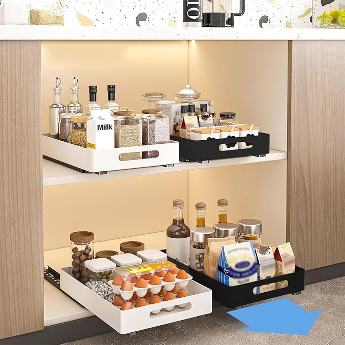 Pull Out Drawers for Cabinets Pull Out Cabinet Organizer Expandable Drawer Pull Out Drawer Kitchen Organizer Kitchen Cabinet No Drilling and Nailing Required Pull