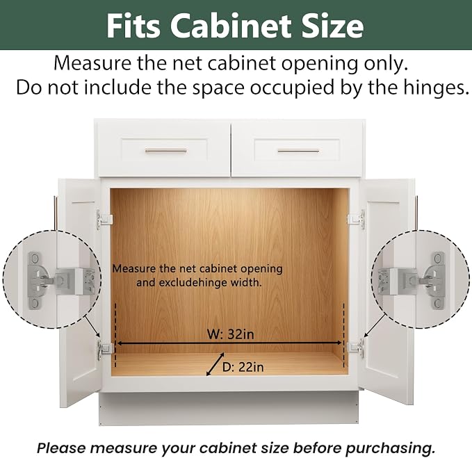 LOVMOR Pull Out Cabinet Organizer 31½" W x 21½" D, Kitchen Cabinet Pull Out Shelves Slide Out Storage