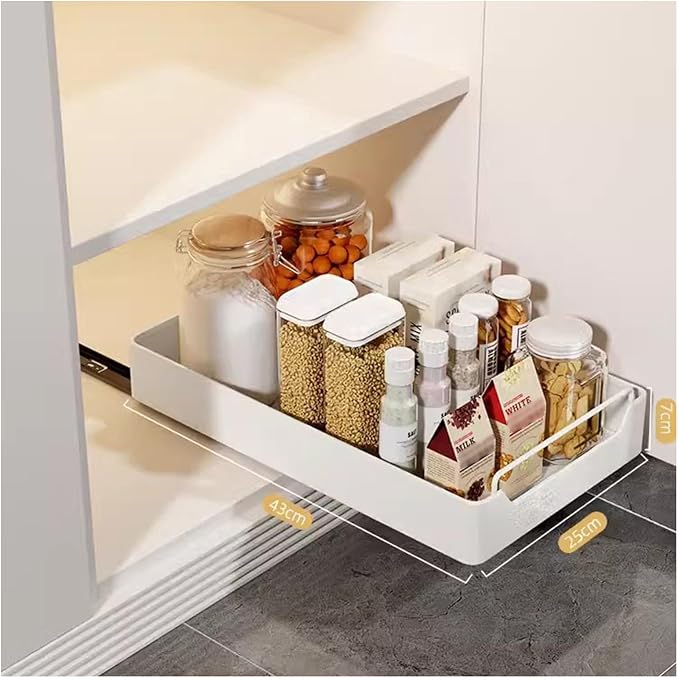 Pull Out Drawers for Cabinets Extendable Drawer Kitchen Expandable Drawer Pull Slide Out Drawer with Handle Stainless Steel Extendable Cabinet Organizer No Drilling and Nailing Required