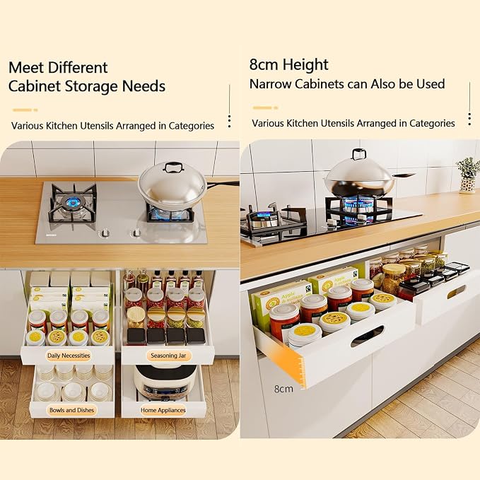 Pull Out Drawers for Cabinets Expandable Drawer Pull-Out Cabinet Organizer Pull-Out Cabinet Organizer Drawer with Handle Pull-Out Drawer Kitchen Cabinet Pull-Out Drawers, 43*35*6cm, Black