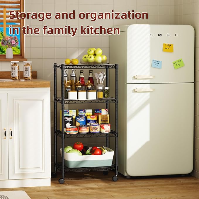 SINGAYE 4 Small Wire Shelves Kitchen Pantry Close Home Organizers and Storage Bathroom Shelf Laundry Room Organization Adjustable Book Metal Garage Shelving Unit
