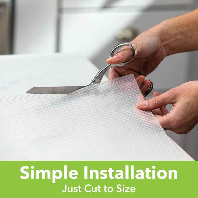 EasyLiner Clear Classic Shelf Liner - Durable Non-Adhesive Fridge Liner - Easy-to-Install and Easy-to-Clean - Kitchen Liner Mat for Fridge Shelves - Food Safe - Removable - 18 in x 30 ft - Clear