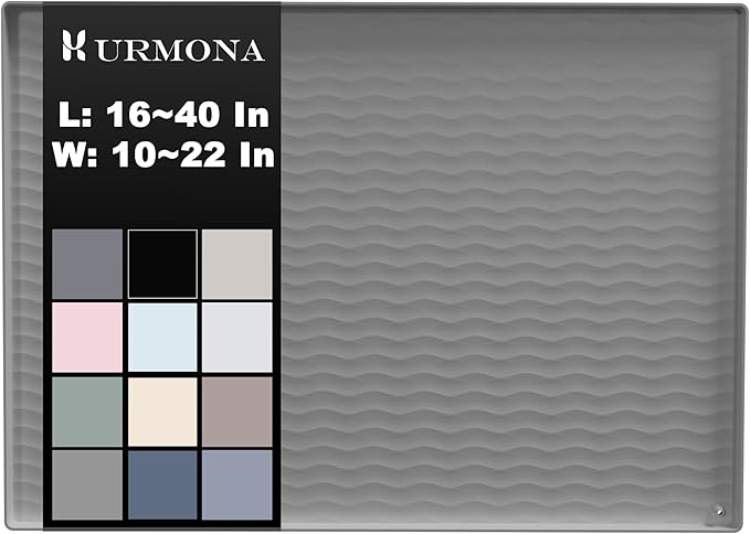 URMONA 22'' x 19'' Waterproof Silicone Under Sink Mat Cabinet and Counter Protector, Shelf Liner for Kitchen and Bathroom, Storage and Organizers, Litter Mat, Pet Cat Puppy Essentials（White Sand）