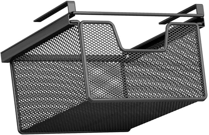 under Shelf Basket Black Decoration Space Saving Portable Hanging Pullout Drawer Basket Organizer for Cupboard Laundry Room, Length 46 cm
