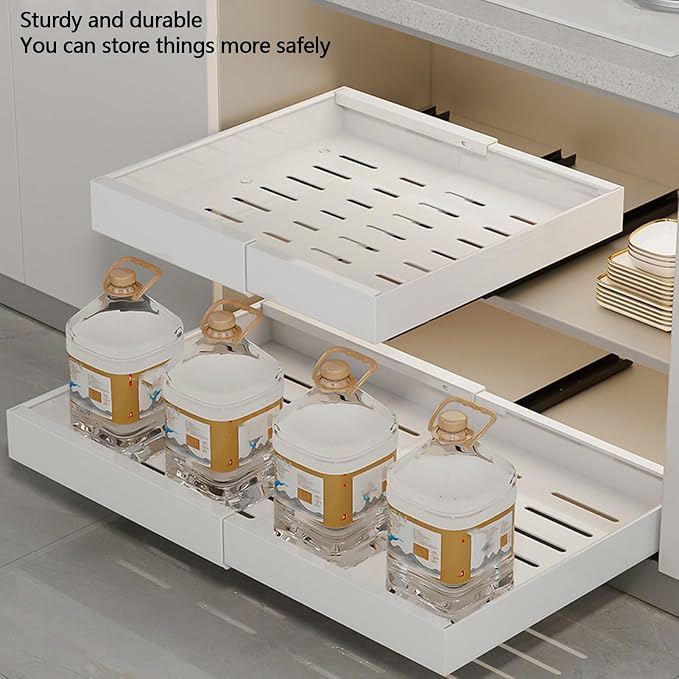 Pull Out Drawers for Cabinets Pull Out Cabinet Organizer Pull Out Drawers Storage Shelves for Kitchen Cabinets Adjustable Width Pull Out Drawer No Drilling and NAI
