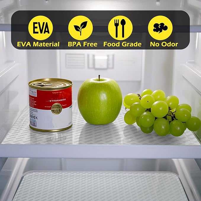 Refrigerator Liner, Waterproof Shelf and Drawer Liners for Kitchen Cabinet, Bathroom Under Sink Mat Non Adhesive Fridge Liner EVA Place Mats Roll - Clear 17.7"×118"