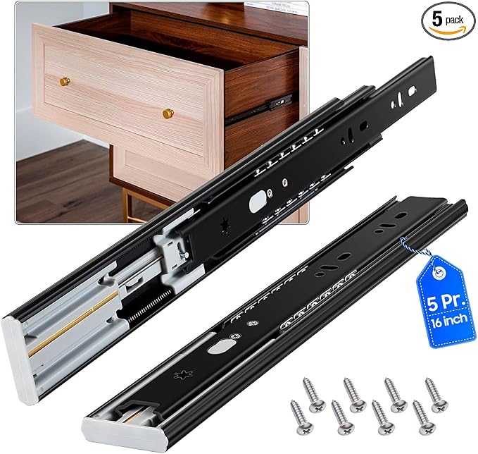 Soft Close Drawer Slides 5 Pairs Full Extension 12 14 16 18 20 22 24 inch Side Mount Pull Out Kitchen Cabinet Rails Bracket Replacement Ball Bearing Tracks kit Guide Runner 100 LB Capacity