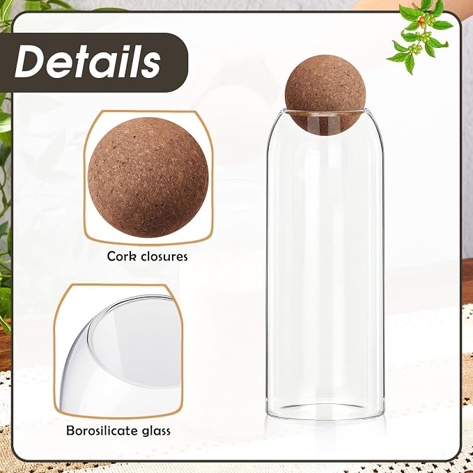 Suclain 1 Pcs Glass Jars with Cork Ball Lid Farmhouse Kitchen Canisters Coffee Bar Countertop Container Rustic Storage Jars for Bean Nut Sugar Coffee Tea Organizer Housewarming Gift (40 oz)