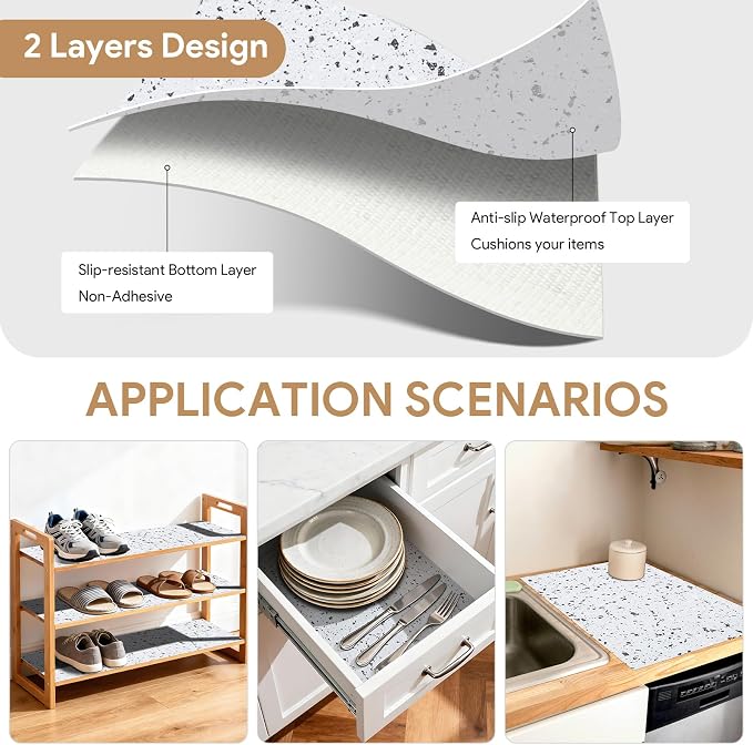 10Rolls*17.7'' X 96'' Shelf Liners Drawer Liner for Kitchen Cabinet Non Adhesive, Strong Grip Anti Slip Cabinet Liners for Shelves, Oil-Proof Waterproof Cupboard Liner
