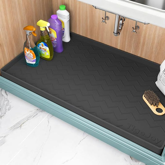 TigeJoy 31" x 19" Under Sink Mats for Kitchen Waterproof, Leak-Proof Silicone Mat Sink Protector and Cabinet Liner, Kitchen Essentials Organizer and Storage, Boot or Shoe Tray, Pet Feeding Mat