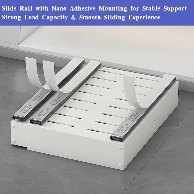 1/2 Pack Pull Out Cabinet Organiser, Extendable Slide Out Drawers, No Drilling and Nailing, for Kitchen Cupboard, Living Room, Home(Size:2 Pack,Color:White)