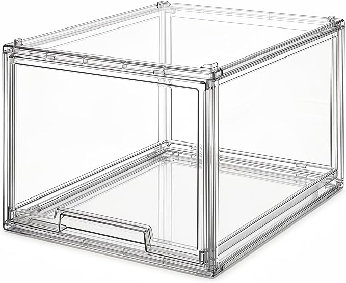 Large Clear Stackable Storage Drawers, 1 Pack Acrylic Organizer Bins for Closet, Bathroom, Kitchen, Pantry, Under Sink, Office, Laundry, Vanity, and Toy Organization, Durable Plastic, Smooth Pull-Out