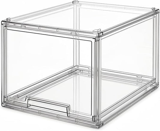 Large Clear Stackable Storage Drawers, 1 Pack Acrylic Organizer Bins for Closet, Bathroom, Kitchen, Pantry, Under Sink, Office, Laundry, Vanity, and Toy Organization, Durable Plastic, Smooth Pull-Out