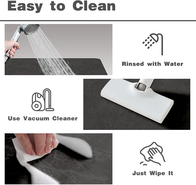 TYUU Toilet Rug, Thin Toilet Rugs U Shaped Washable Non Slip Absorbent Quick Dry Low Pile Toilet Mat, 20"x24" U Shape Black