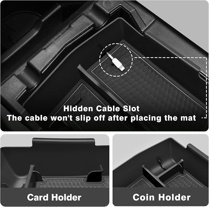 Muslogy Upgraded Center Console Organizer Compatible with 2025 Subaru Forester Middle Armrest Storage Box Insert Tray Cable Holder Interior Accessories Easy Removal (Gray) Won't Fit 2026