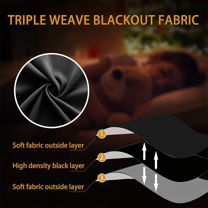 KOUFALL 52" W Short Blackout Curtains for Wide Small Windows & RV Camper, 30 Inch Length Thermal Insulated Room Darkening Half Window Drapes for Bedroom Kitchen Cafe, Black