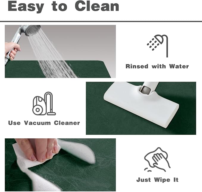 TYUU Bathroom Mat Quick Dry, Bathroom Rugs Non Slip Washable Thin Absorbent Bath Mat Fits Under Door Bathroom Floor Mat Perfect for Bath, Shower, or Sink 20"x30" Dark Green
